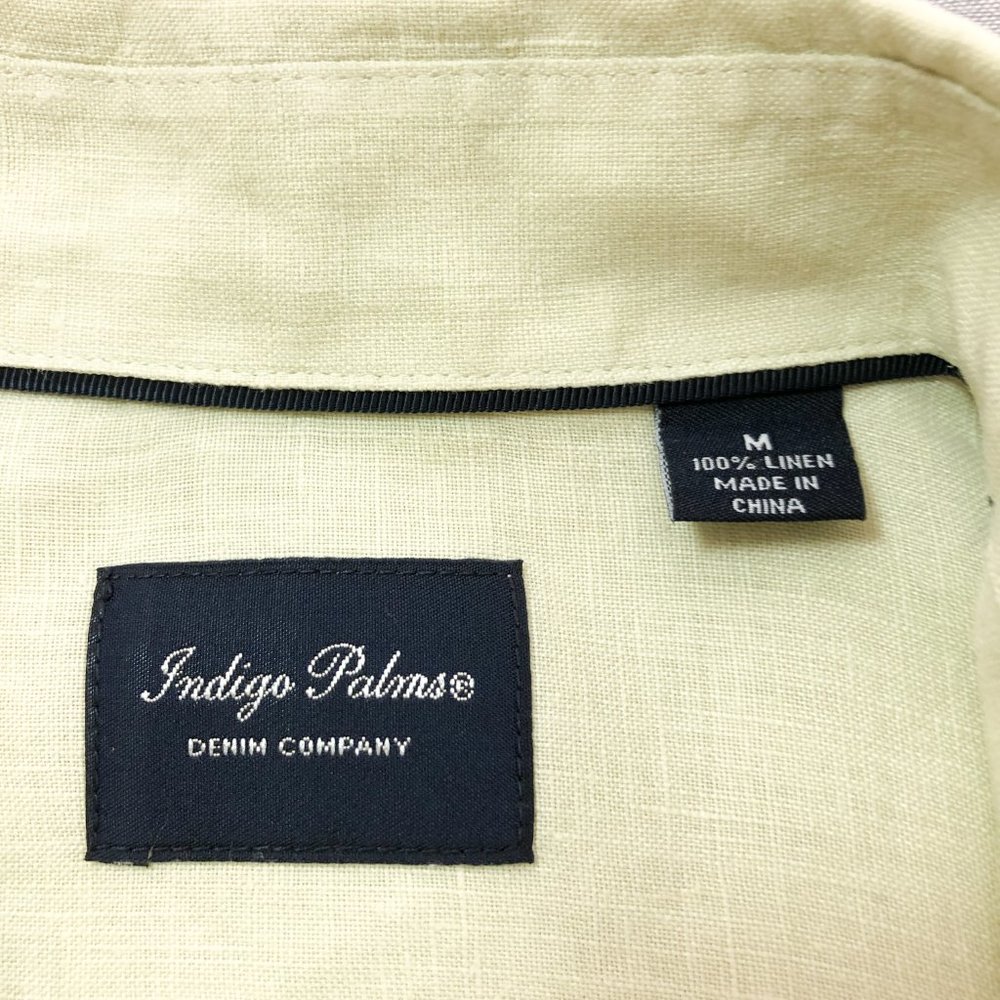 Indigo Palms Cream Woven Linen Long Sleeve Shirt M - Picture 6 of 8